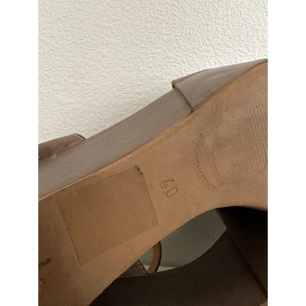 La Canadienne Criss Cross Leather Platform Sandals Gray Beige Women EU 40 US 9.5